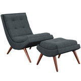 26 Inch Polyester Fabric Lounge Chair and Ottoman