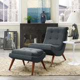 26 Inch Polyester Fabric Lounge Chair and Ottoman