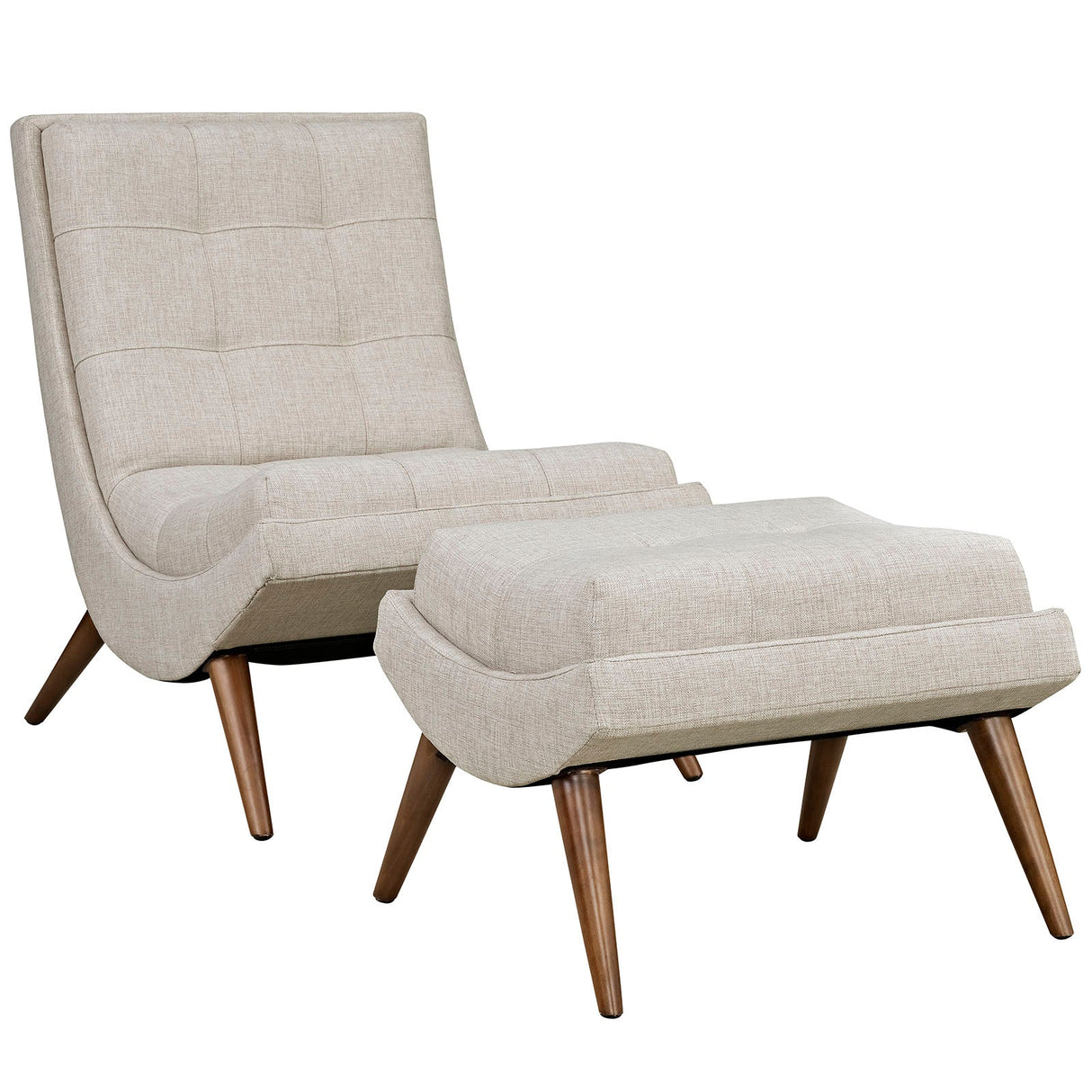 26 Inch Polyester Fabric Lounge Chair and Ottoman