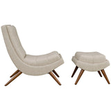 26 Inch Polyester Fabric Lounge Chair and Ottoman
