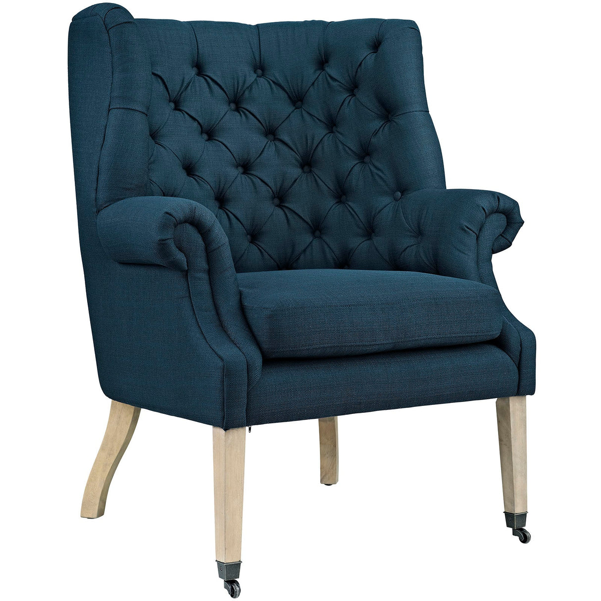 35 Inch Upholstered Fabric Lounge Chair with Front-Leg Casters