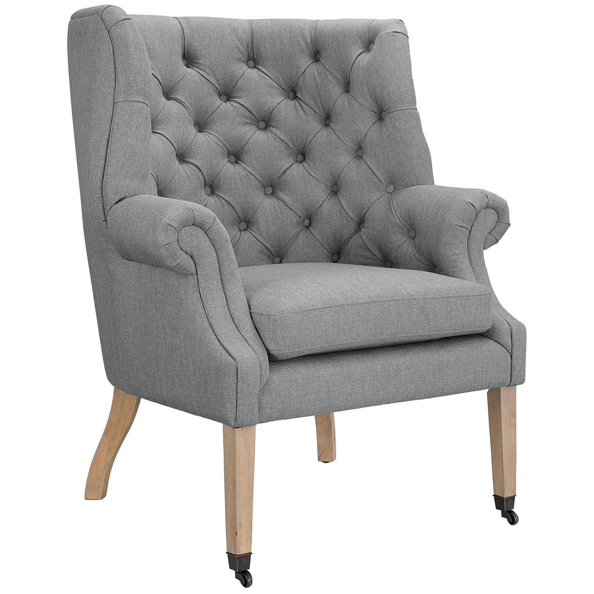 35 Inch Upholstered Fabric Lounge Chair with Front-Leg Casters