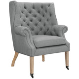 35 Inch Upholstered Fabric Lounge Chair with Front-Leg Casters