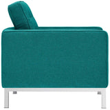 31 Inch Tufted Upholstered Fabric Armchair Set of 2 with Stainless Steel Frames