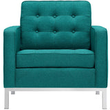 31 Inch Tufted Upholstered Fabric Armchair Set of 2 with Stainless Steel Frames