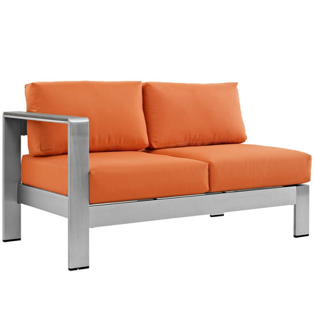 6-Piece Silver Orange Aluminum Outdoor Patio Sectional Sofa Set