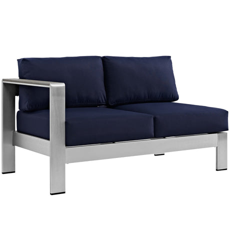 6-Piece Silver Navy Aluminum Outdoor Patio Sectional Sofa Set