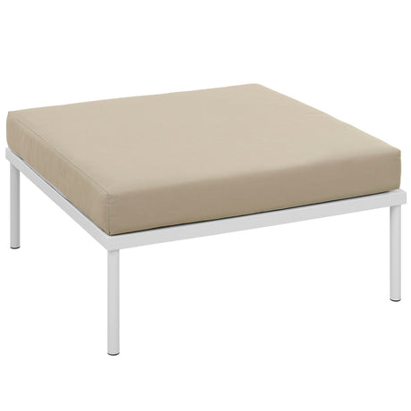 32" White Beige Outdoor Patio Aluminum Ottoman