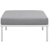 32" White Gray Outdoor Patio Aluminum Ottoman