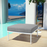 32" White Gray Outdoor Patio Aluminum Ottoman