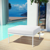 32" White Outdoor Patio Aluminum Ottoman