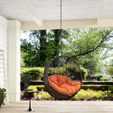 125" Gray Orange Outdoor Hanging Swing Chair (No Stand)