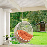 125" White Orange Outdoor Hanging Swing Chair (No Stand)