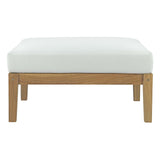 35" Natural White Outdoor Patio Teak Wood Ottoman