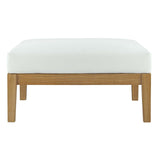 35" Natural White Outdoor Patio Teak Wood Ottoman