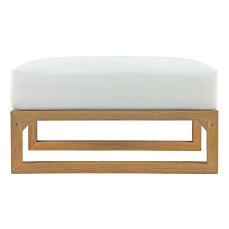 30" Natural White Outdoor Patio Teak Wood Ottoman