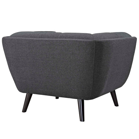 36 Inch Button Tufted Upholstered Fabric Armchair in Gray