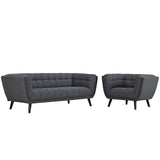 2 Piece 130" Broad Profile Upholstered Fabric Sofa and Armchair Set in Gray