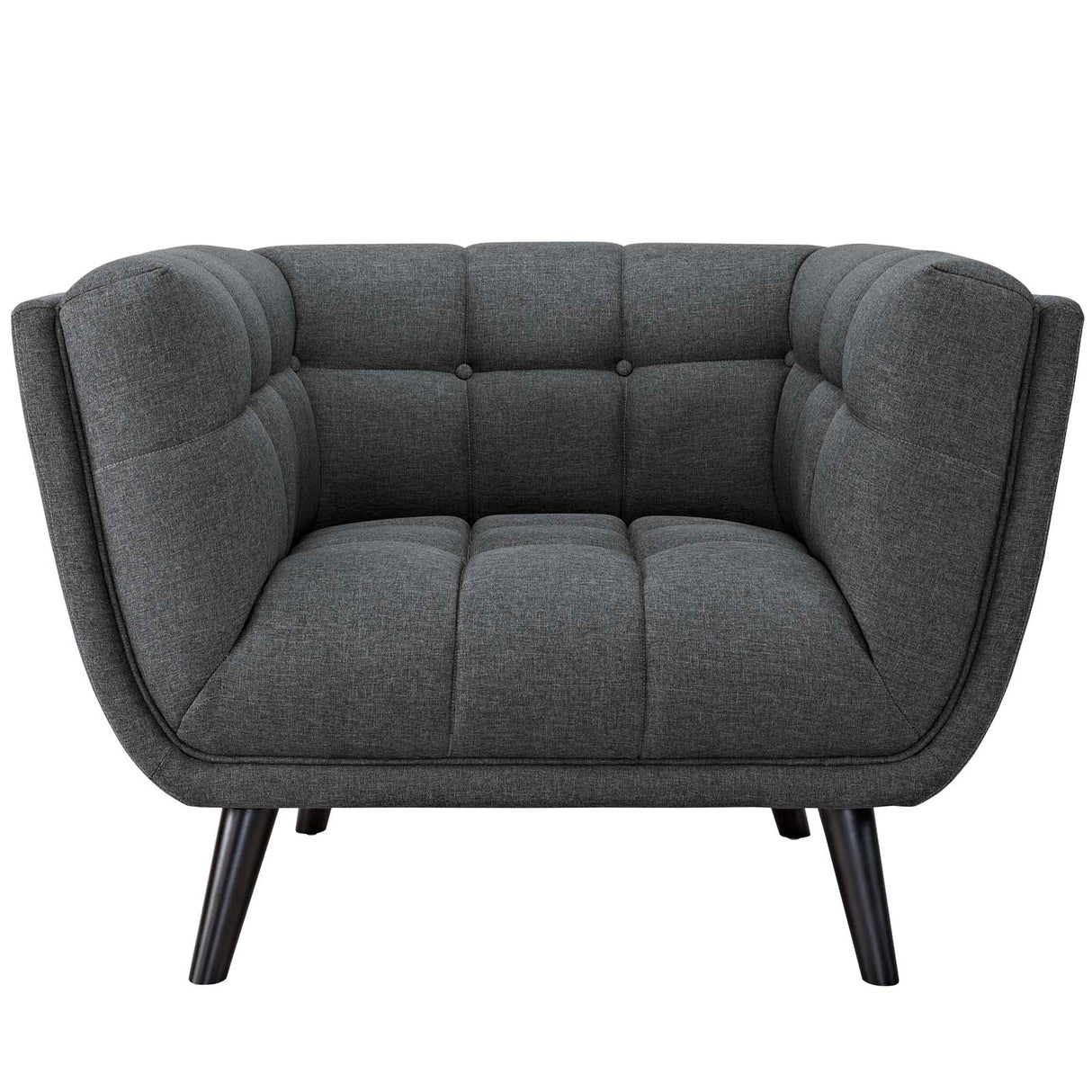 2 Piece 130" Broad Profile Upholstered Fabric Sofa and Armchair Set in Gray