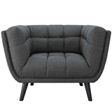 2 Piece 130" Broad Profile Upholstered Fabric Sofa and Armchair Set in Gray