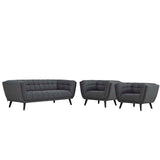 3 Piece 173" Broad Profile Upholstered Fabric Sofa and Armchair Set in Gray