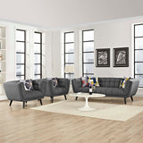 3 Piece 173" Broad Profile Upholstered Fabric Sofa and Armchair Set in Gray