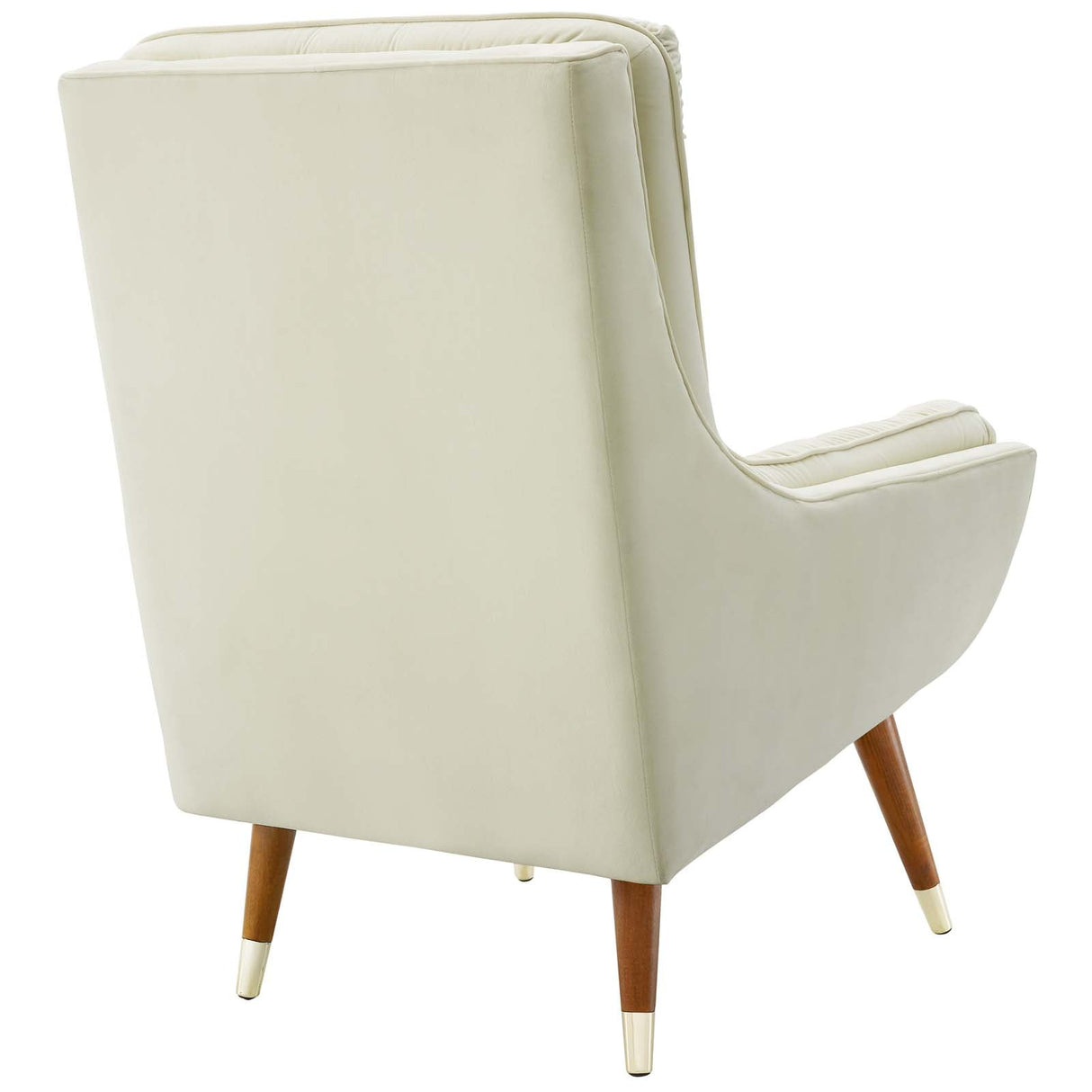 34 Inch Mid-Century Modern Performance Velvet Lounge Chair with Deep Button Tufting and Gold Accents