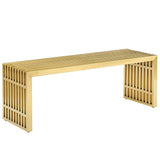 47 Inch Gold Stainless Steel Tubular Bench with Linear Conduit Design