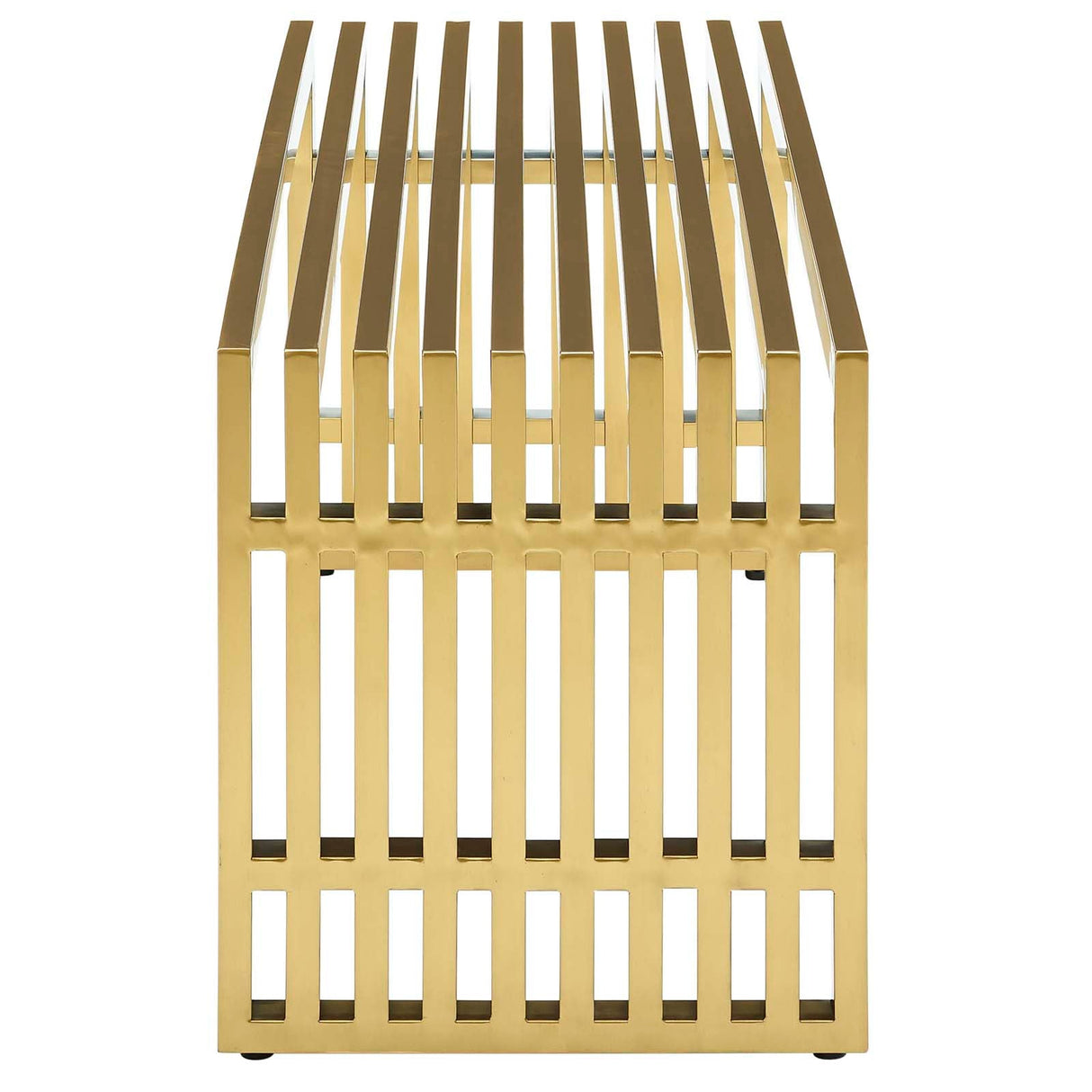 47 Inch Gold Stainless Steel Tubular Bench with Linear Conduit Design