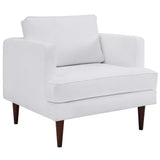 35 Inch Upholstered Fabric Armchair with Walnut-Stained Wood Legs