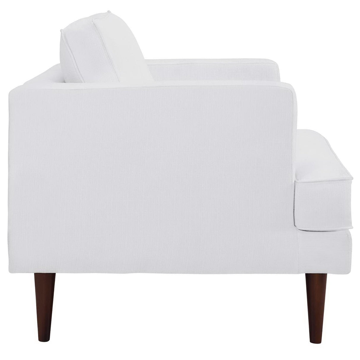 35 Inch Upholstered Fabric Armchair with Walnut-Stained Wood Legs