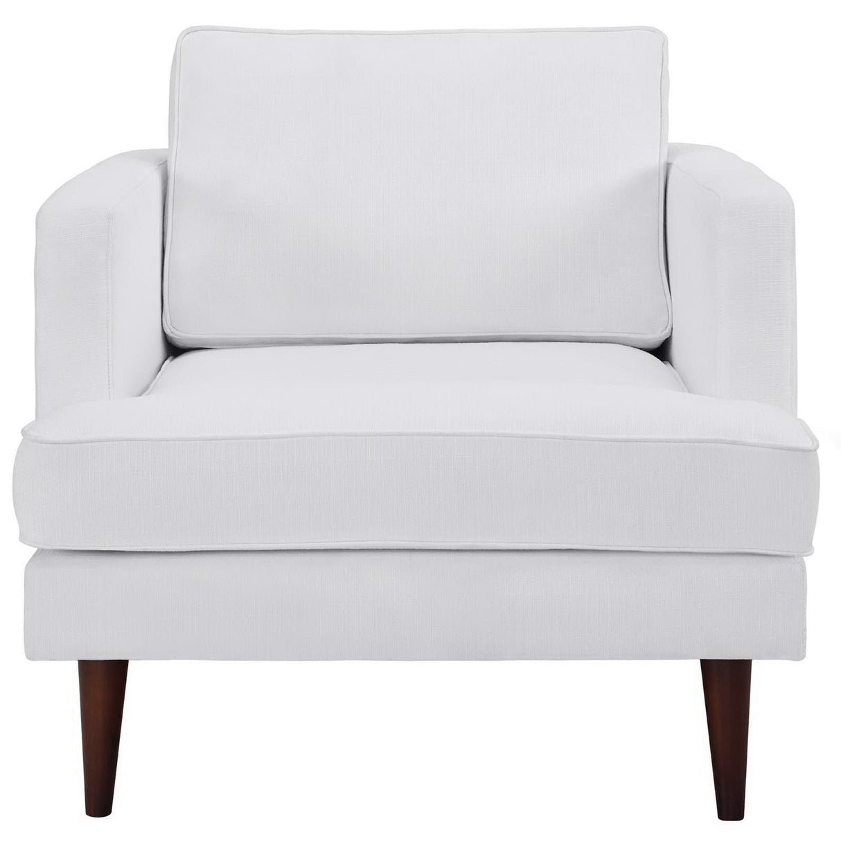 35 Inch Upholstered Fabric Armchair with Walnut-Stained Wood Legs