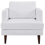 35 Inch Upholstered Fabric Armchair with Walnut-Stained Wood Legs