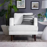 35 Inch Upholstered Fabric Armchair with Walnut-Stained Wood Legs