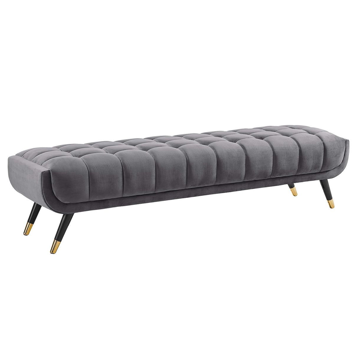73 Inch Adept Performance Velvet Accent Bench with Gold Metal Caps