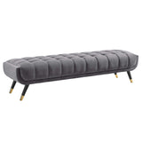 73 Inch Adept Performance Velvet Accent Bench with Gold Metal Caps