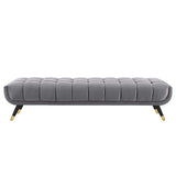 73 Inch Adept Performance Velvet Accent Bench with Gold Metal Caps