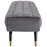 73 Inch Adept Performance Velvet Accent Bench with Gold Metal Caps