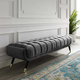 73 Inch Adept Performance Velvet Accent Bench with Gold Metal Caps