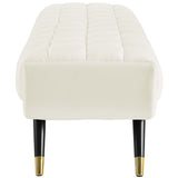 73 Inch Adept Performance Velvet Accent Bench with Gold Metal Caps