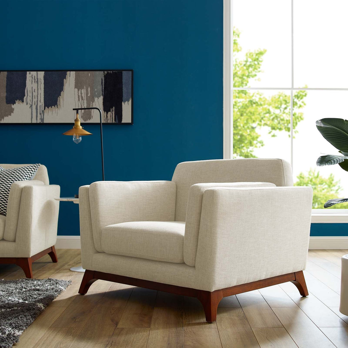35 Inch Upholstered Fabric Armchair