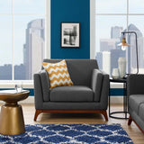 35 Inch Upholstered Fabric Armchair