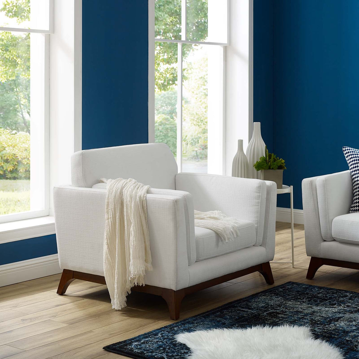 35 Inch Upholstered Fabric Armchair