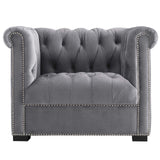 40 Inch Performance Velvet Button Tufted Chesterfield Armchair