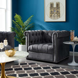 40 Inch Performance Velvet Button Tufted Chesterfield Armchair