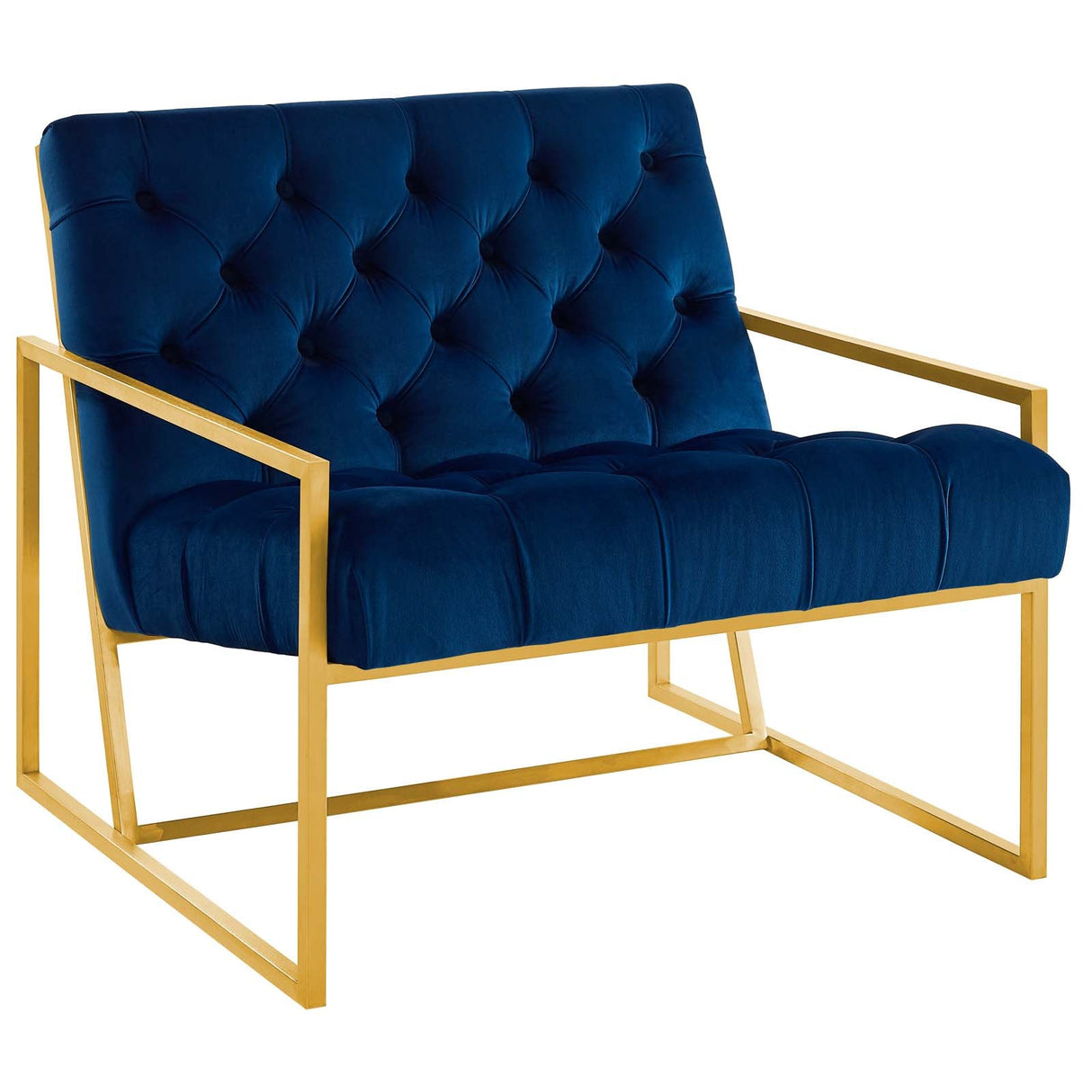 31 Inch Button Tufted Performance Velvet Accent Chair with Gold Frame
