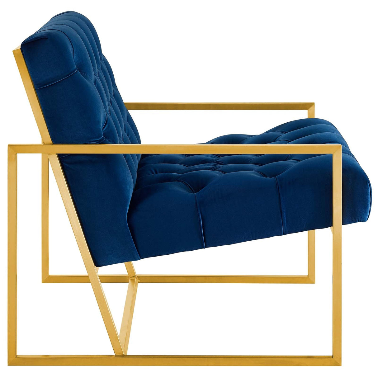 31 Inch Button Tufted Performance Velvet Accent Chair with Gold Frame