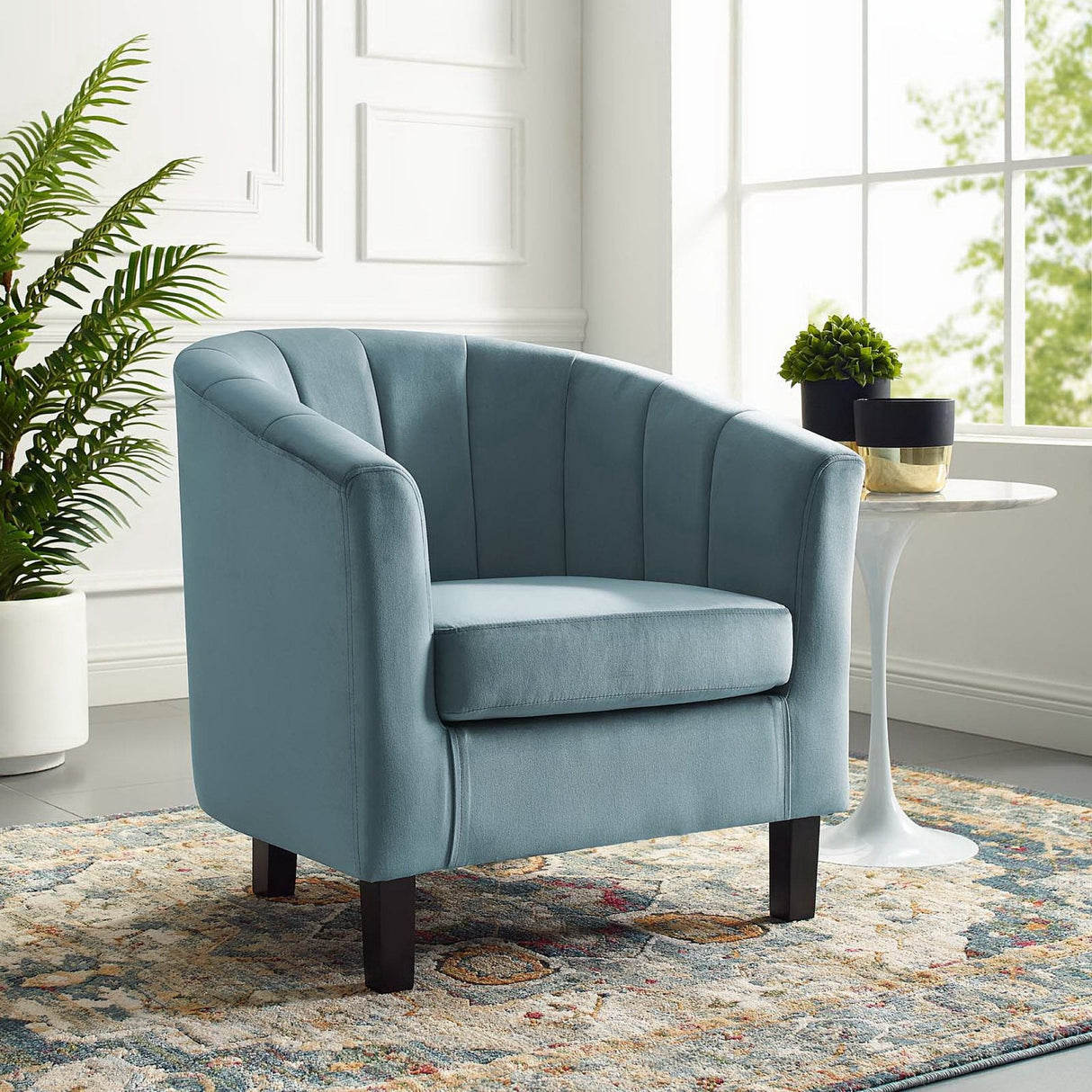 28 Inch Channel Tufted Performance Velvet Barrel Armchair