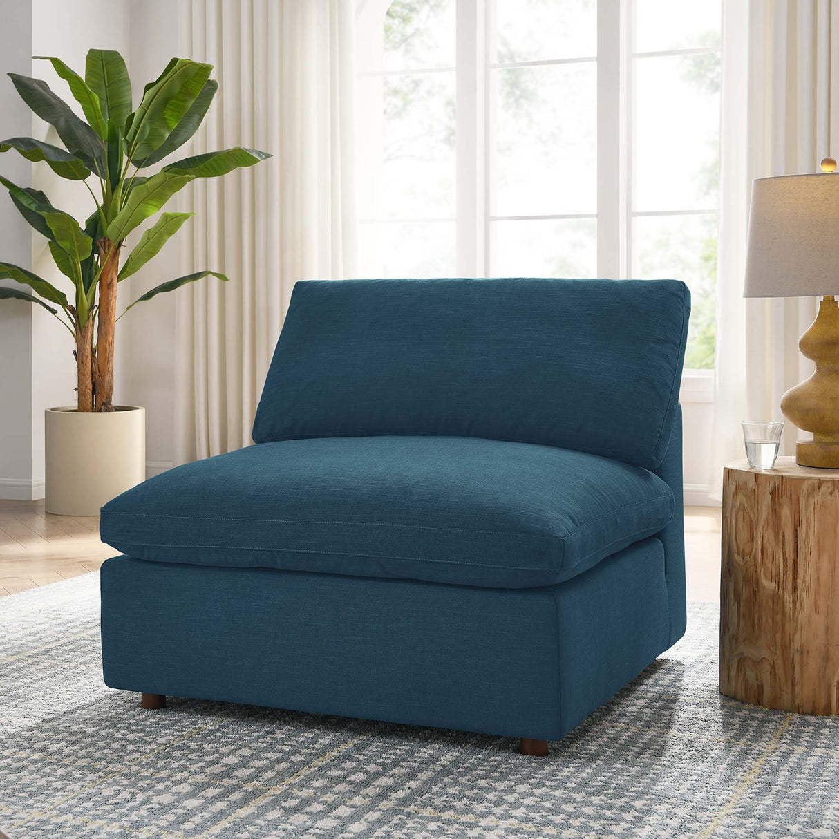 Down Filled Overstuffed Armless Chair – 39 Inch