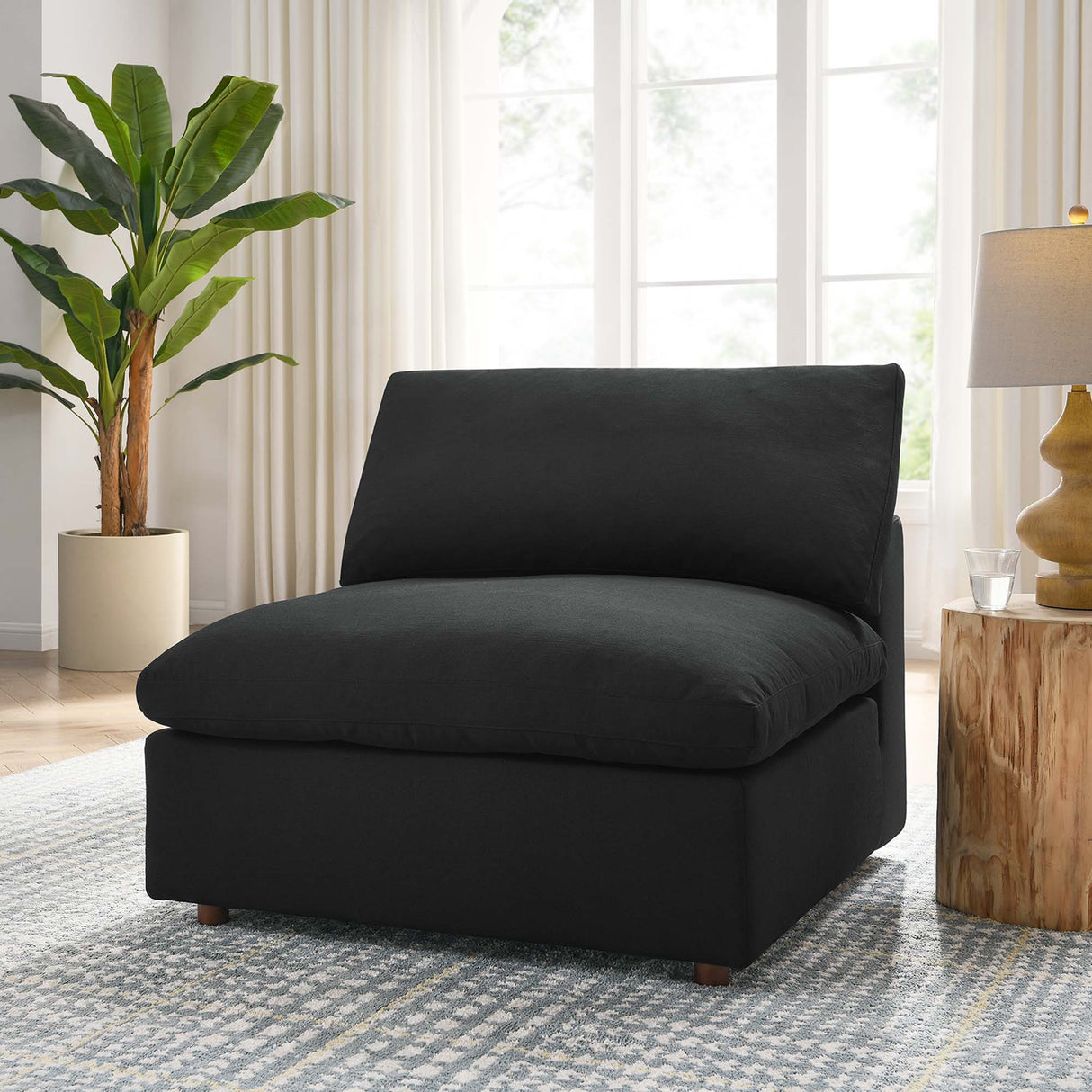 Down Filled Overstuffed Armless Chair – 39 Inch